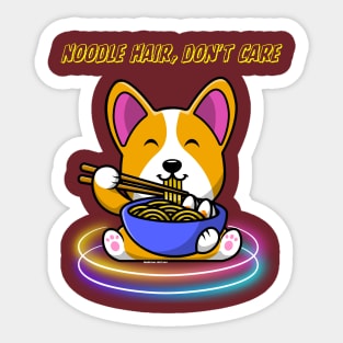 Dog eating Ramen Sticker